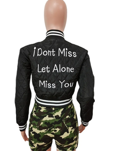 A Letter Embroidery Long Sleeve Baseball Jacket