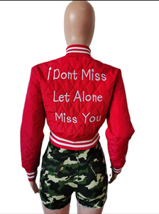 A Letter Embroidery Long Sleeve Baseball Jacket