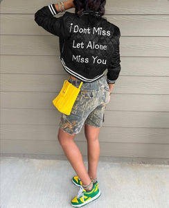 A Letter Embroidery Long Sleeve Baseball Jacket