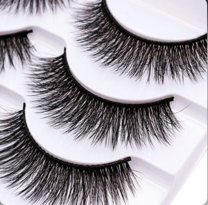 3D Nature Long Bushy Cross False Eyelashes 5 Pairs