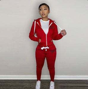 A Plush Sweatshirt Sports Casual Two Piece Set