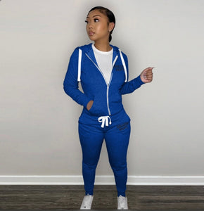 A Plush Sweatshirt Sports Casual Two Piece Set