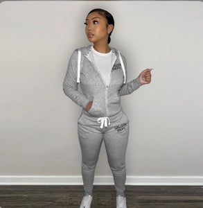 A Plush Sweatshirt Sports Casual Two Piece Set