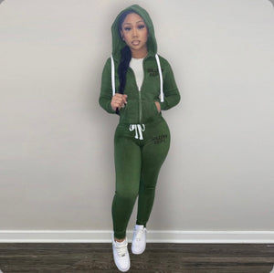 A Plush Sweatshirt Sports Casual Two Piece Set