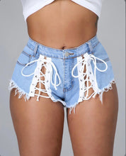 Load image into Gallery viewer, A Sexy Denim Lace Up Jeans Shorts
